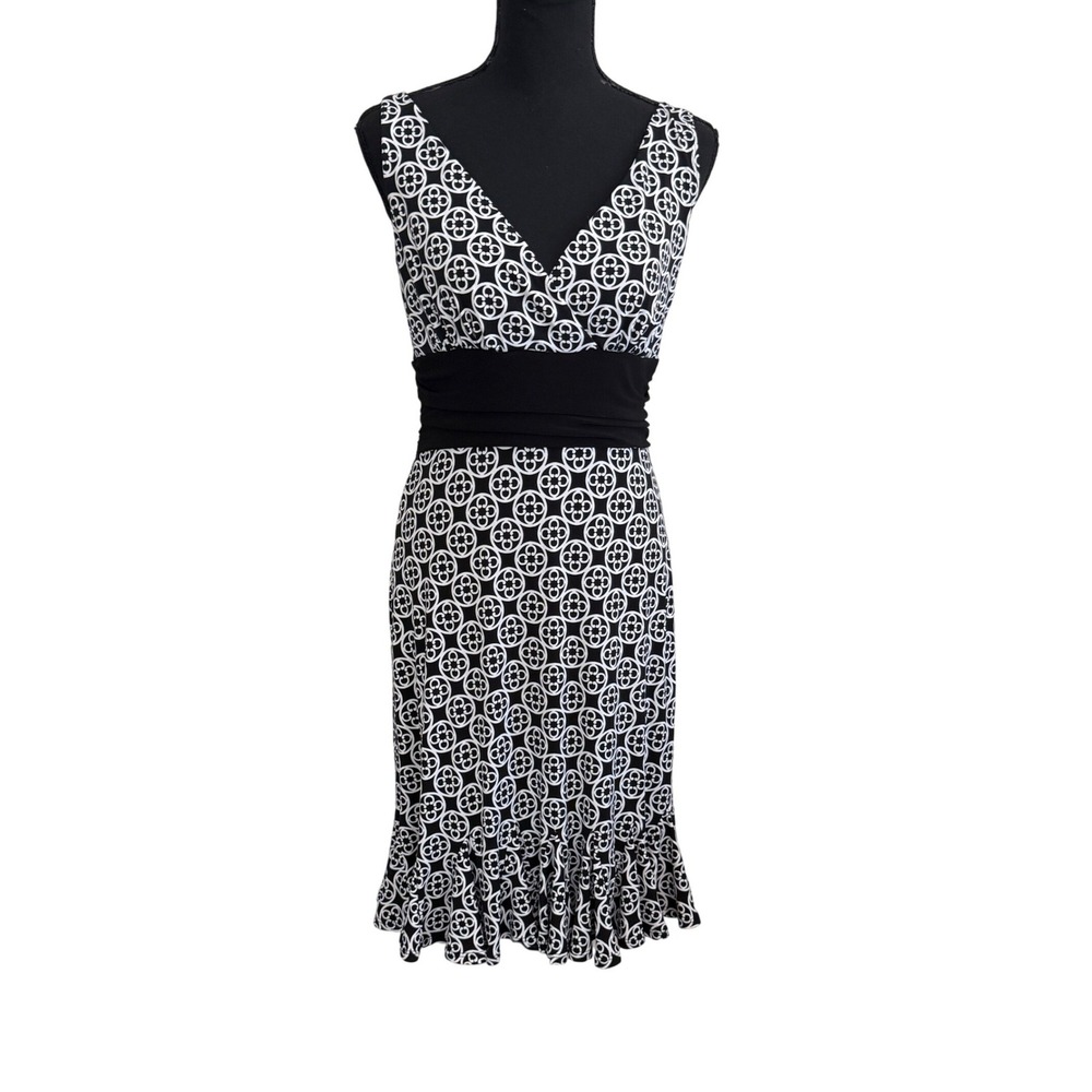 White House Black Market Geometric Y2K Babydoll Dress S Coquette Fairy Grunge